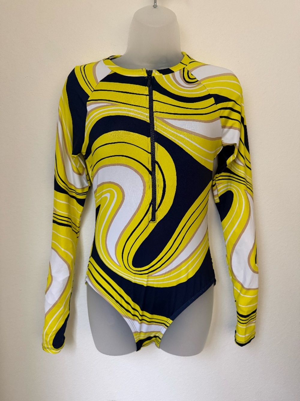 Trina Turk NWT Paddle Swim Suit Serena One Piece Long Sleeve Medium